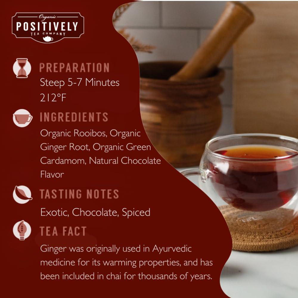 Organic Positively Tea Company Organic Positively Tea Company, Rooibos Chocolate Chai Tea Bags, 20 Count