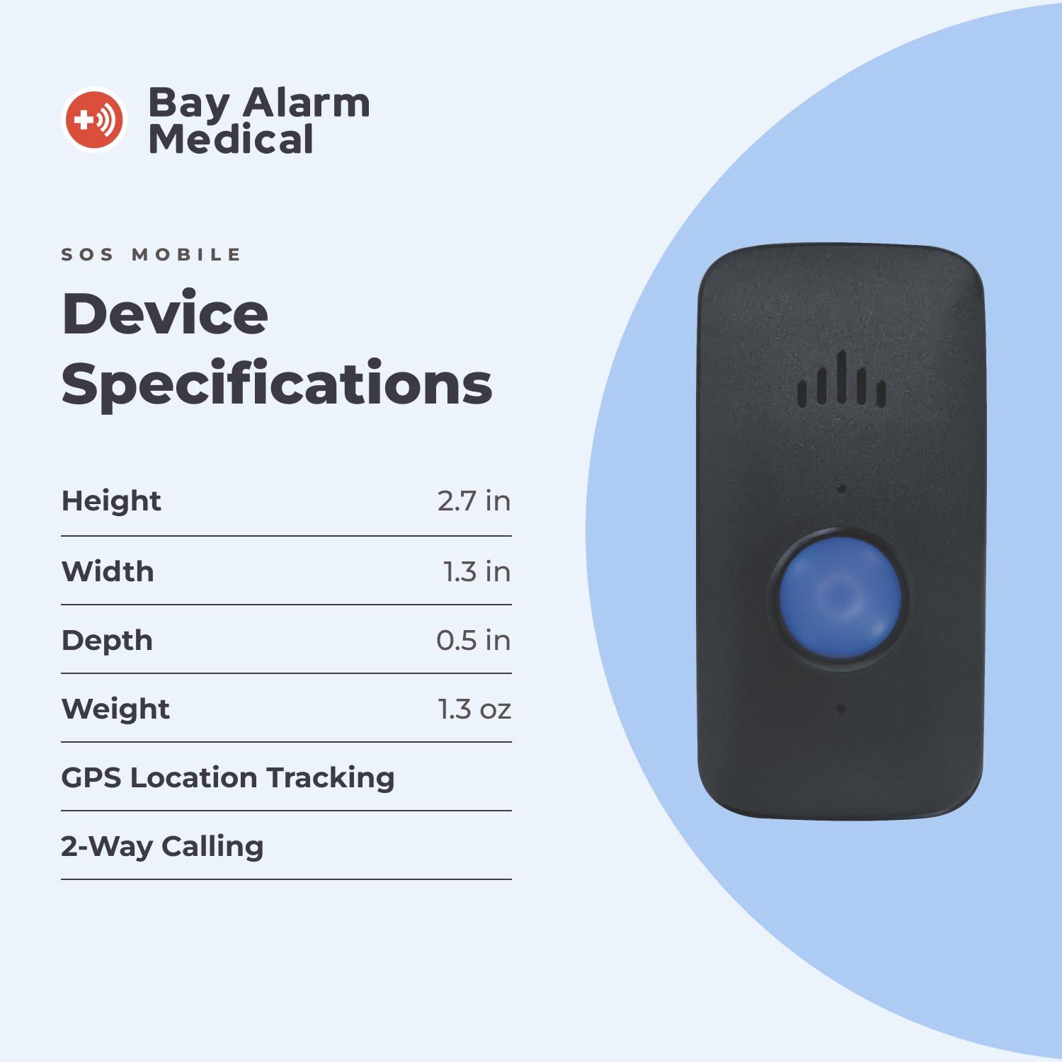 Bay Alarm Medical Bay Alarm Medical SOS Mobile GPS - 24/7 Medical Alert with Optional Fall Detection for Seniors - Call to Activate - 4G GPS Medical Alert System with Elderly Tracking - Panic Button for Seniors