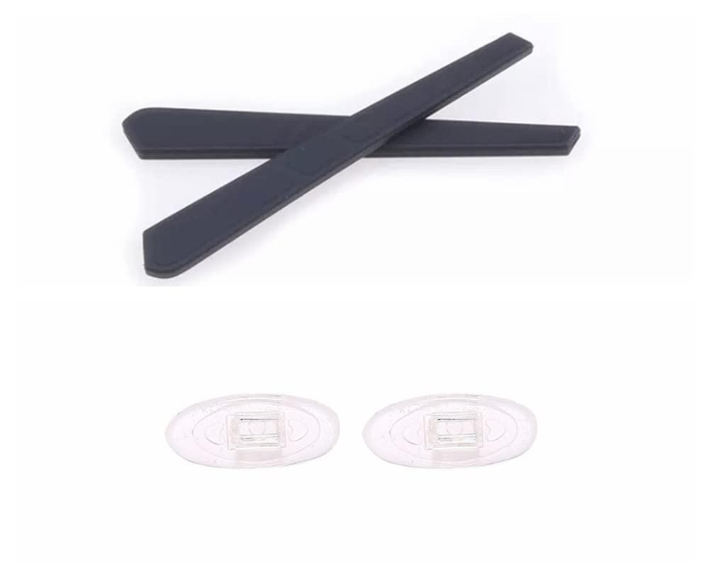 Caulo Caulo Replacement Kit of Temple Ear Socks and Nose Pads Compatible with Oakley Gasser OX5087 Glass Eyeglass Frames (Black w Clear Nose Pads - 1 Set)