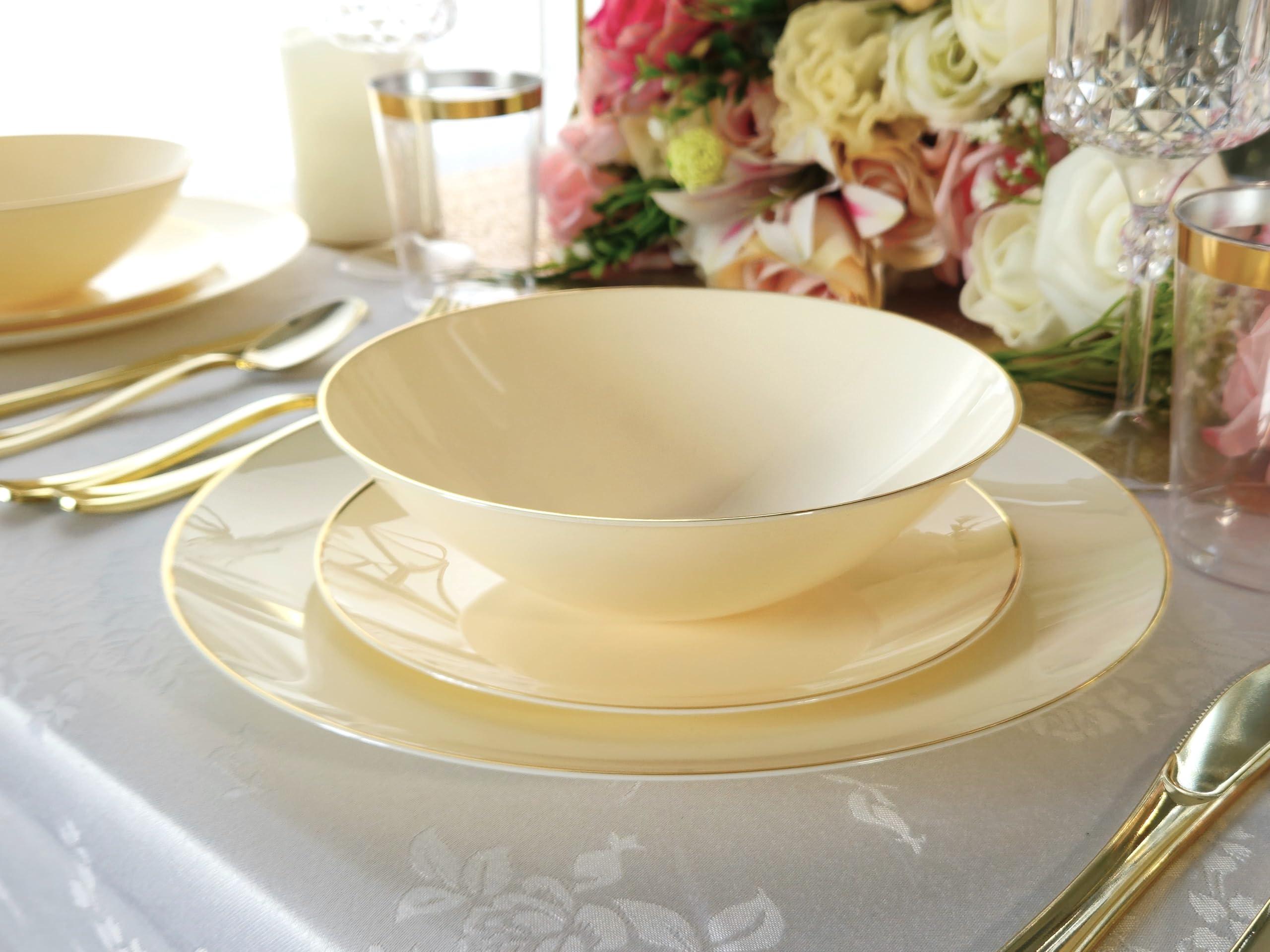OCCASIONS FINEST PLASTIC TABLEWARE " OCCASIONS " 200 Piece Wedding Party Disposable Plastic tumblers Cups (10 Oz, Clear & Gold Rimmed Tumbler)