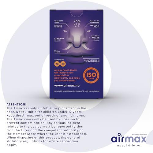 Air Max AIRMAX Nasal dilators for Sleeping - 76% More Airflow - Anti snoring Devices - Breathe Freely Through The Nose - Sinus Relief, Relief and snoring Solution - 2X Medium Orange - 6 Month Relief