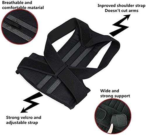 XMSM XS-5XL Full Back Brace Posture Corrector for Men Women&Teenagers,Adjustable Back Shoulder Lumbar Spine Support Belt Waist Trainer,Improve Poor Posture,Pain Relief (Color : Black, Size : Medium)