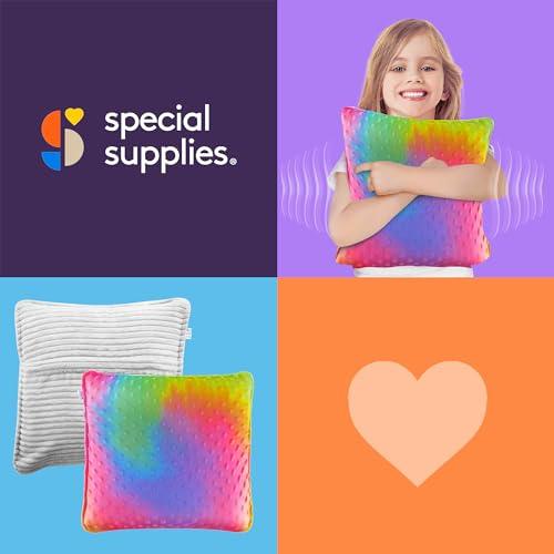 Special Supplies Special Supplies Vibrating Pillow Sensory Pressure Activated for Kids and Adults, 12 x 12 Plush Minky Soft Cover, Colorful
