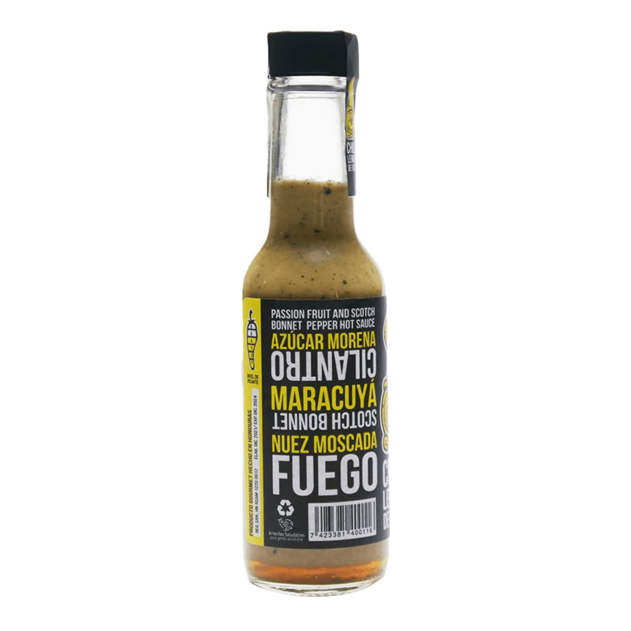 Chile Lengua de Fuego Passiflora Fire Hot Sauce - Exotic Passion Fruit and Triple Scotch Bonnet Blend with Smoked Garlic and Spices