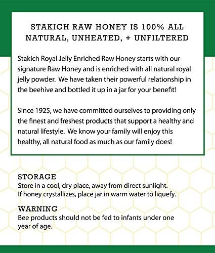 Stakich Stakich Royal Jelly Enriched Raw Honey - Pure, Unprocessed, Unheated - 5 Pound (80 Ounce)