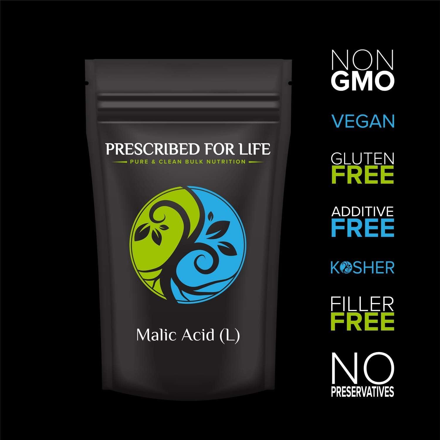 Prescribed For Life Prescribed for Life L Malic Acid Powder | 100% Pure Malic Acid | Supports Energy and Endurance | Food Grade, Gluten Free, Vegan, Non GMO (25kg / 55lb)