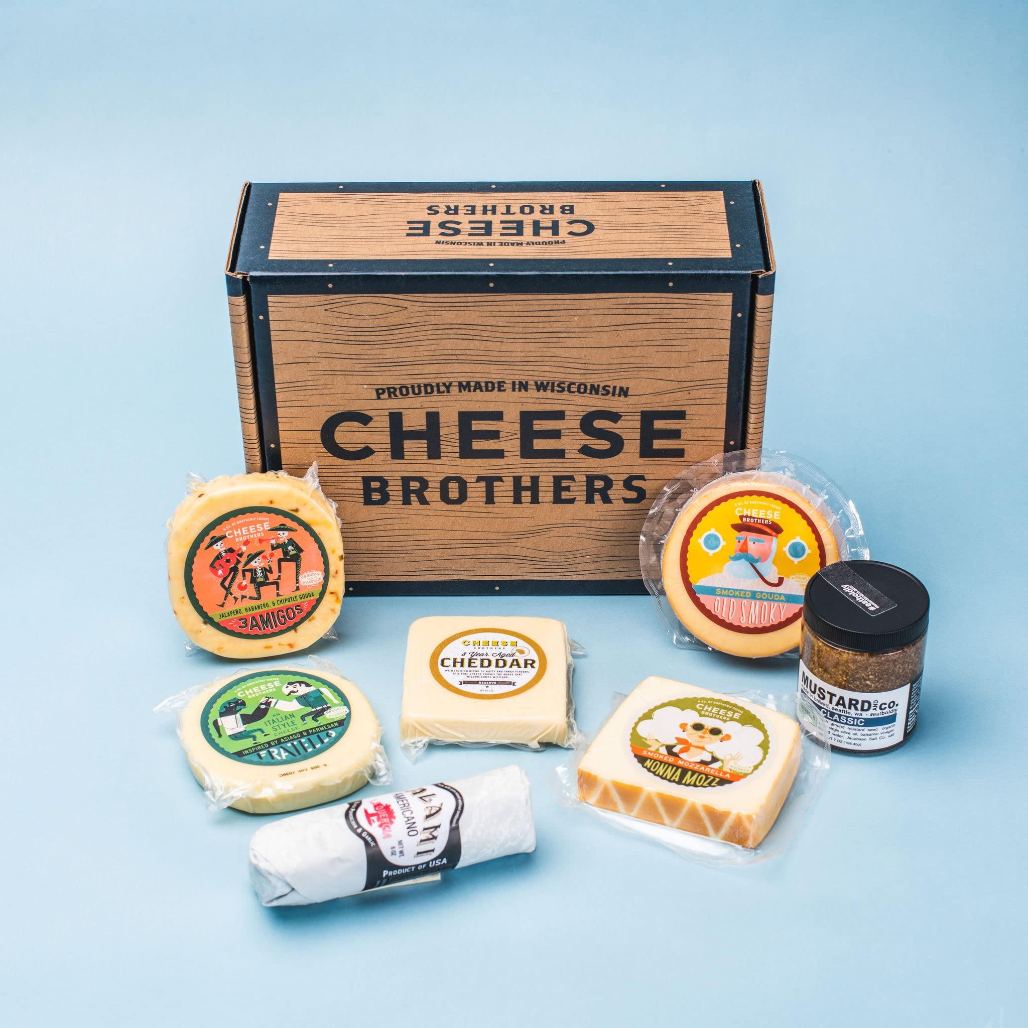 CHEESE BROTHERS INC Cheese Bros. World\'s Cheesiest Dad Father\'s Day Gift Box | Wisconsin Made | Includes Italian Fratello, Gouda, Aged Cheddar, Classic Mustard and Artisan Salami | Great Food Gifting Idea!