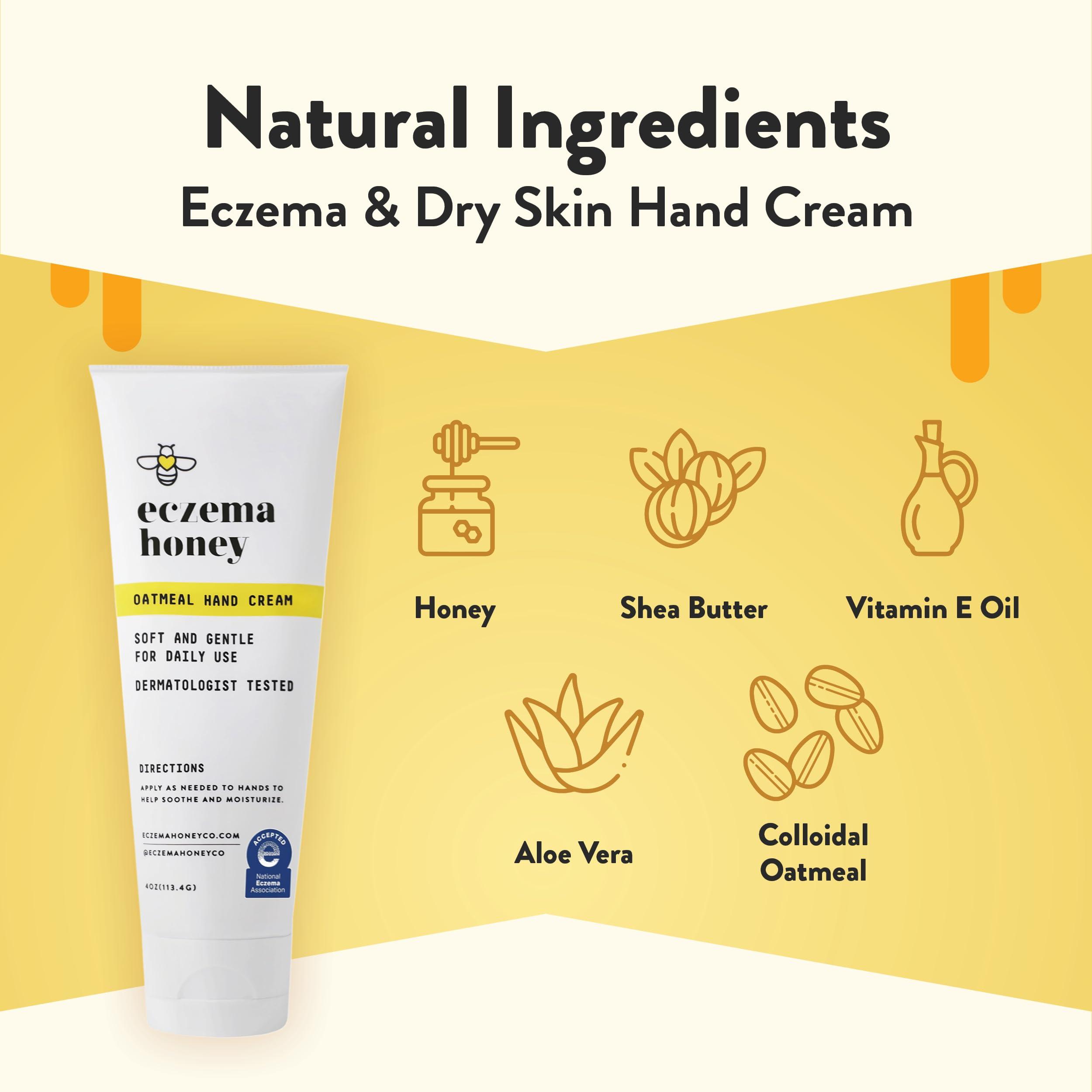 ECZEMA HONEY ECZEMA HONEY Oatmeal Hand Cream - Natural Hand & Body Lotion for Eczema Rash Relief - Eczema Cream for Dry, Itchy, Sensitive, & Irritable Skin (4 Oz)
