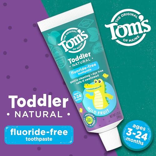 Tom's of Maine Tom\'s of Maine Fluoride-Free Toddler Training Toothpaste, Mild Fruit, 1.75 oz. 3-Pack (Packaging May Vary)