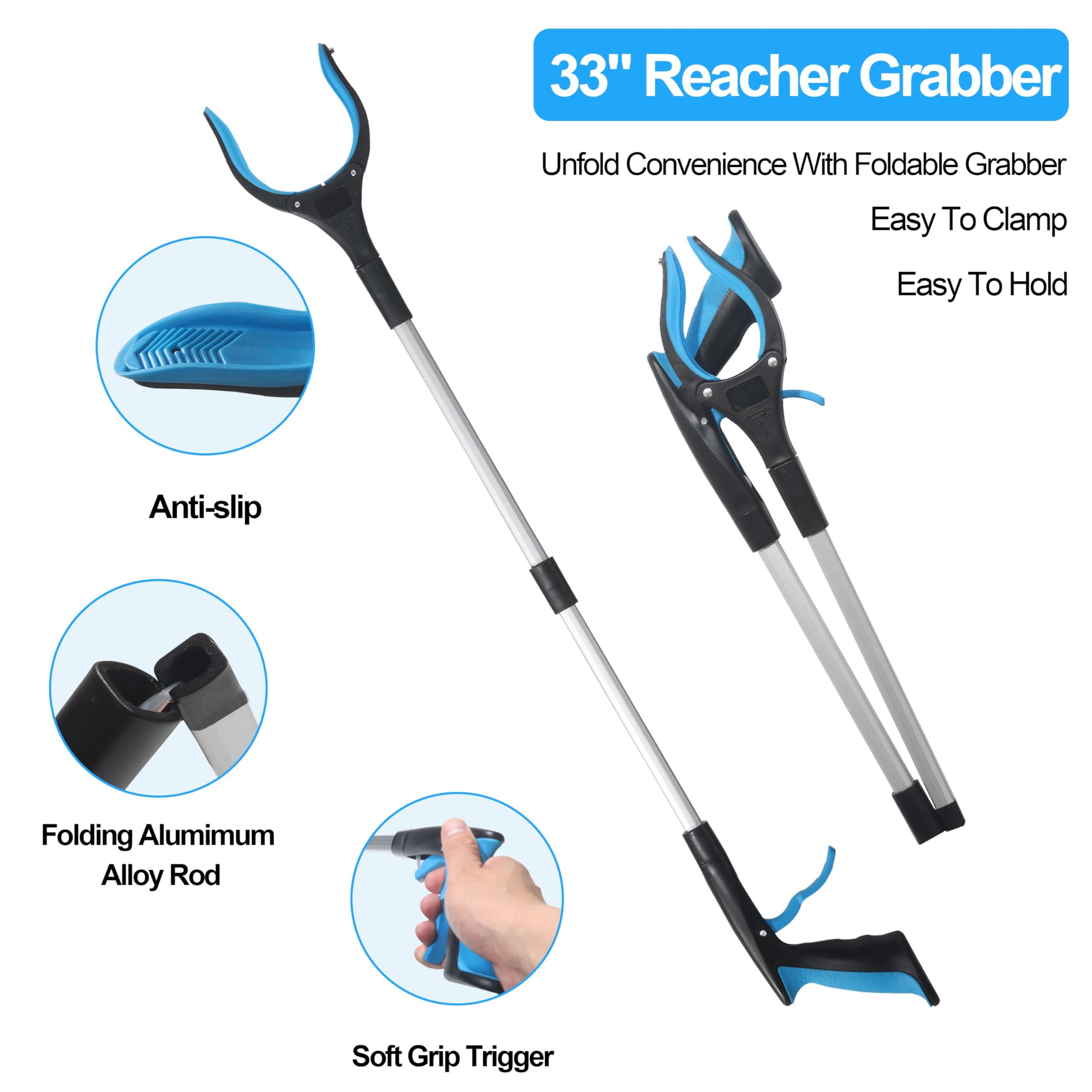 Homymusy 7 PC Hip Kit,Hip Replacement Kit After Surgery-Sock Aid,Leg Lifter,Shoe Horn,Grabber,Bath Loofah-Hip Kit for Seniors Total Hip Replacement Prime After Surgery Gifts