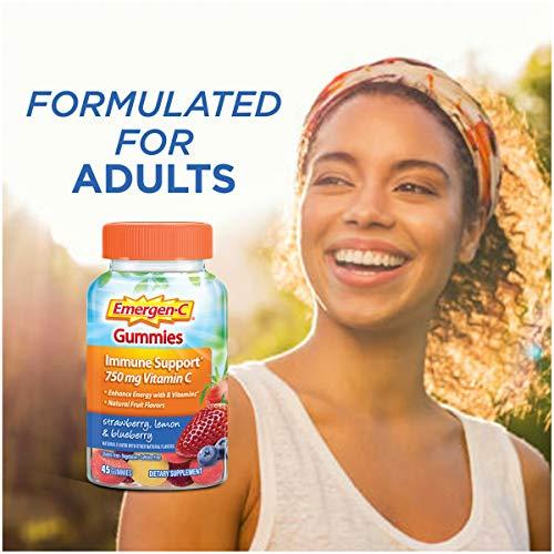 Emergen-C Emergen-C 750mg Vitamin C Gummies for Adults, Immune Support Gummies, Gluten Free, Strawberry, Lemon and Blueberry Flavors - 45 Count