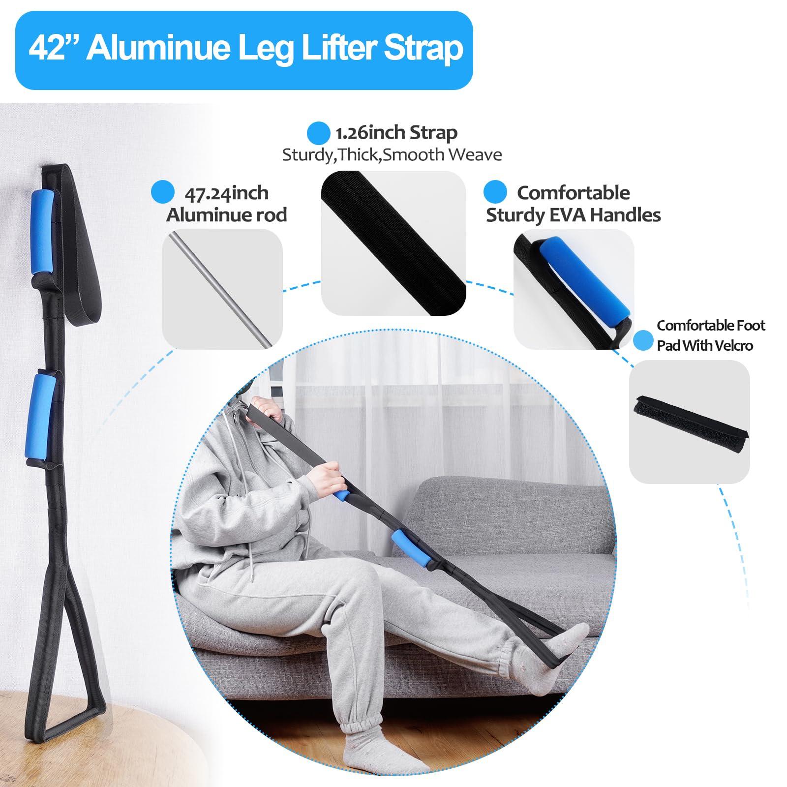 Homymusy 7 PC Hip Kit,Hip Replacement Kit After Surgery-Sock Aid,Leg Lifter,Shoe Horn,Grabber,Bath Loofah-Hip Kit for Seniors Total Hip Replacement Prime After Surgery Gifts