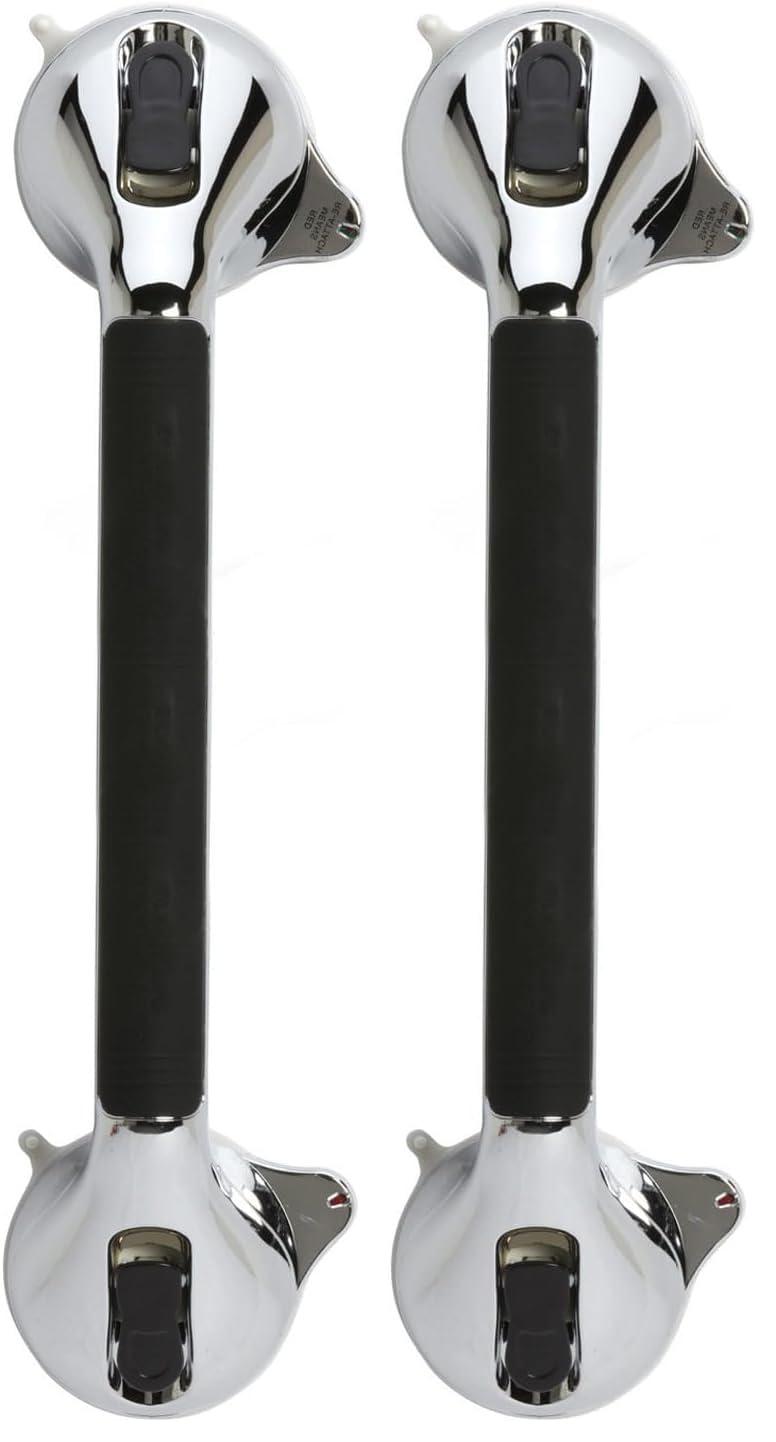 DMI DMI Suction Cub Grab Bars for Bathroom, Shower Grab Bar, Shower Handles for Elderly, Grab Bars for Bathtubs and Showers, Suction Grab Bar for Shower, Tub Grab Bar, Chrome 16 Inch (Pack of 2)