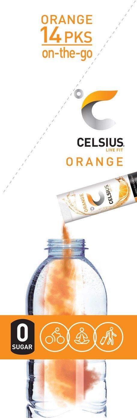 CELSIUS CELSIUS Orange On-the-Go Powder Stick Packs, Pack of 14