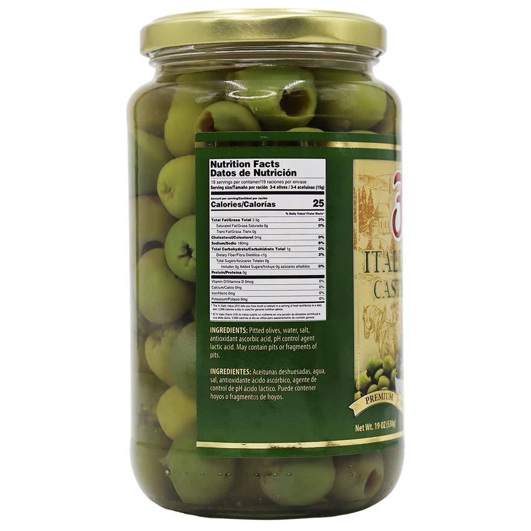 Flora Fine Foods Flora Foods Italian Olives Castelvetrano Pitted | Sicilian Olives | 19 oz (530g) | 100% Italian | All Natural | Non GMO | Fresh Harvest