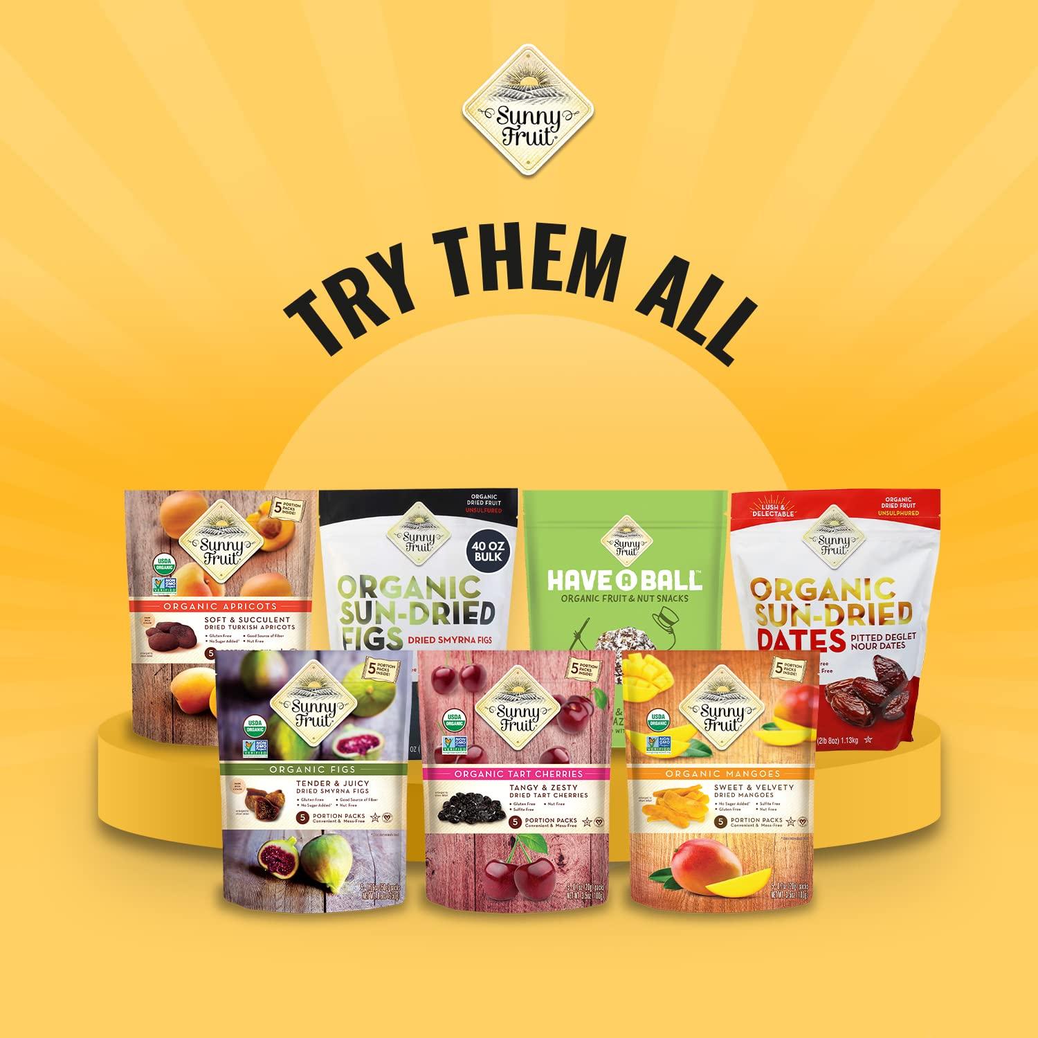 SUNNY FRUIT Sunny Fruit Soft Organic Turkish Dried Figs - 1 Bag (5 Individual Portion Packs) | Healthy, Convenient Snack Packs | ORGANIC, NON-GMO, VEGAN, HALAL, KOSHER, NO PRESERVATIVES, NO SUGAR ADDED