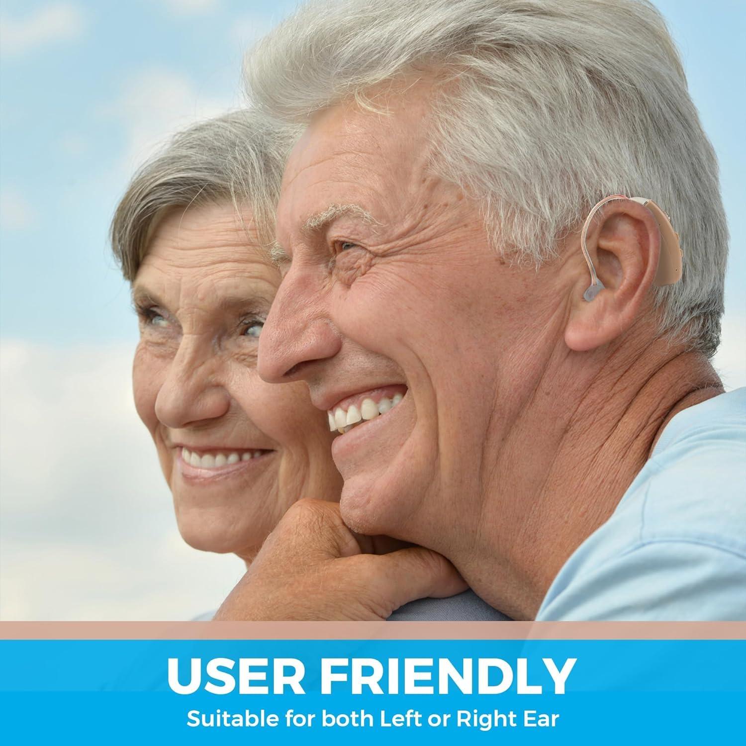 MEDca Rechargeable Hearing Amplifiers - Premium Digital BTE Personal Sound Amplifier Device Pair with 2 Program Modes Noise Cancellation & Feedback Reduction & Fast Charging for Adults Seniors & Elderly