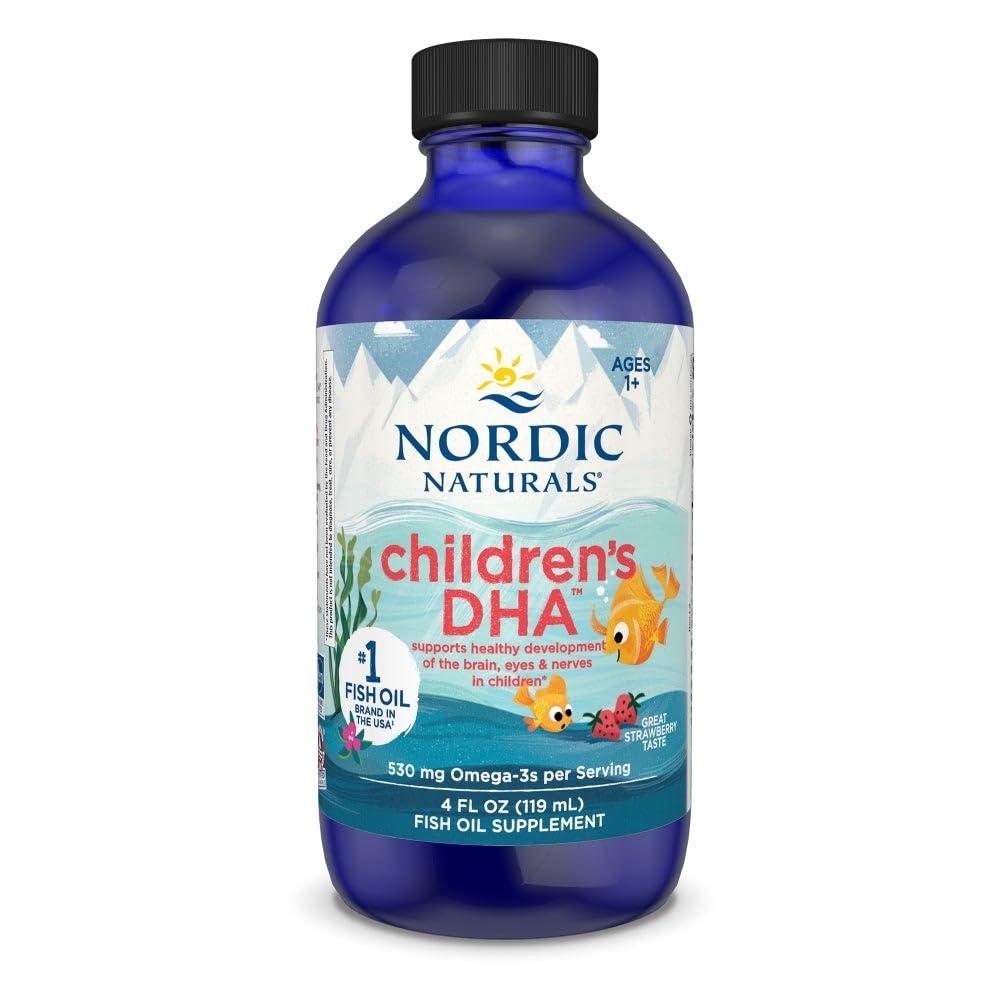 Nordic Naturals Nordic Naturals Childrens DHA, Strawberry - 4 oz for Kids- 530 mg Omega-3 with EPA & DHA - Brain Development & Function - Non-GMO - 48 Servings