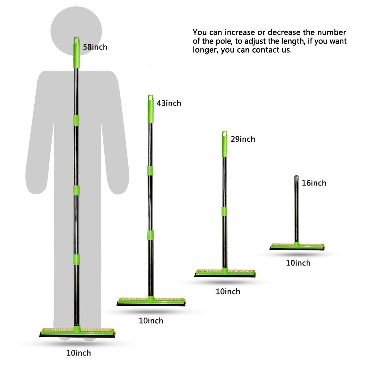 ITTAHO ITTAHO Window Squeegee, Squeegee for Window Cleaning, 2 in 1 Squeegee Window Cleaner with 58\'\' Long Handle,Window Washing Kit with Extension Pole for Shower, Windshield, Mirror, Gas Station, Glass