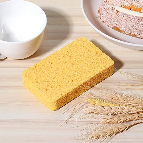 Tissting 3Pcs Kitchen Cleaning Sponges Cellulose Sponge Material Tableware Cleaning Tools Accessory for Cleaning Kitchen,Furniture,Bathroom(Yellow)