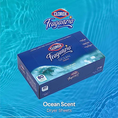 Clorox Clorox Fraganzia Dryer Sheets in Ocean Scent, 80 Count | Wrinkle-Reducing Fabric Softener Sheets | Best Laundry Dryer Sheets with Long-Lasting Ocean Scent