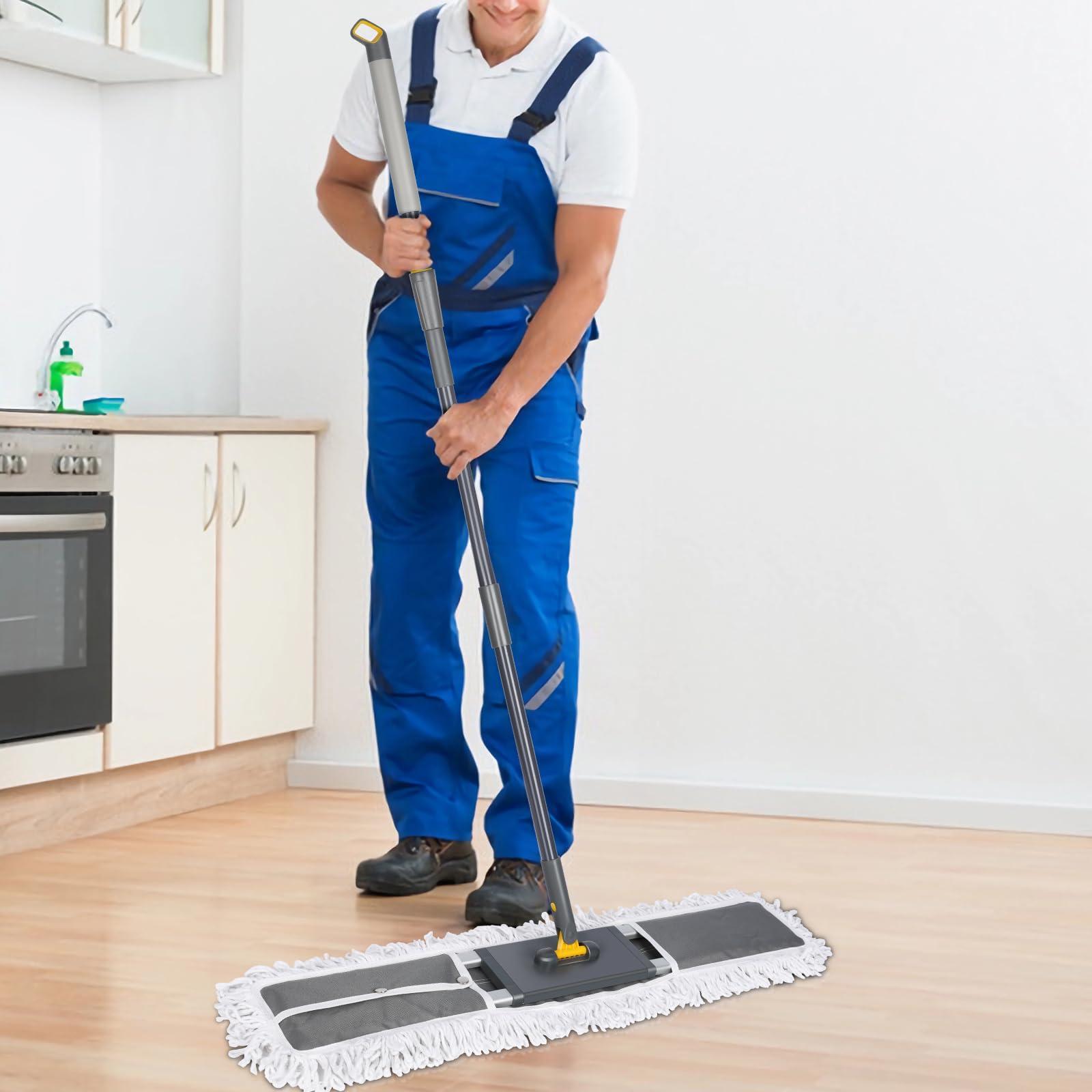 Masthome Masthome 60\" Adjustable Commercial Dust Mop | Heavy Duty Industrial Floor Mop with 1 Cotton & 2 Microfiber Pads | for Hardwood, Tile, Marble & Vinyl Floors Cleaning