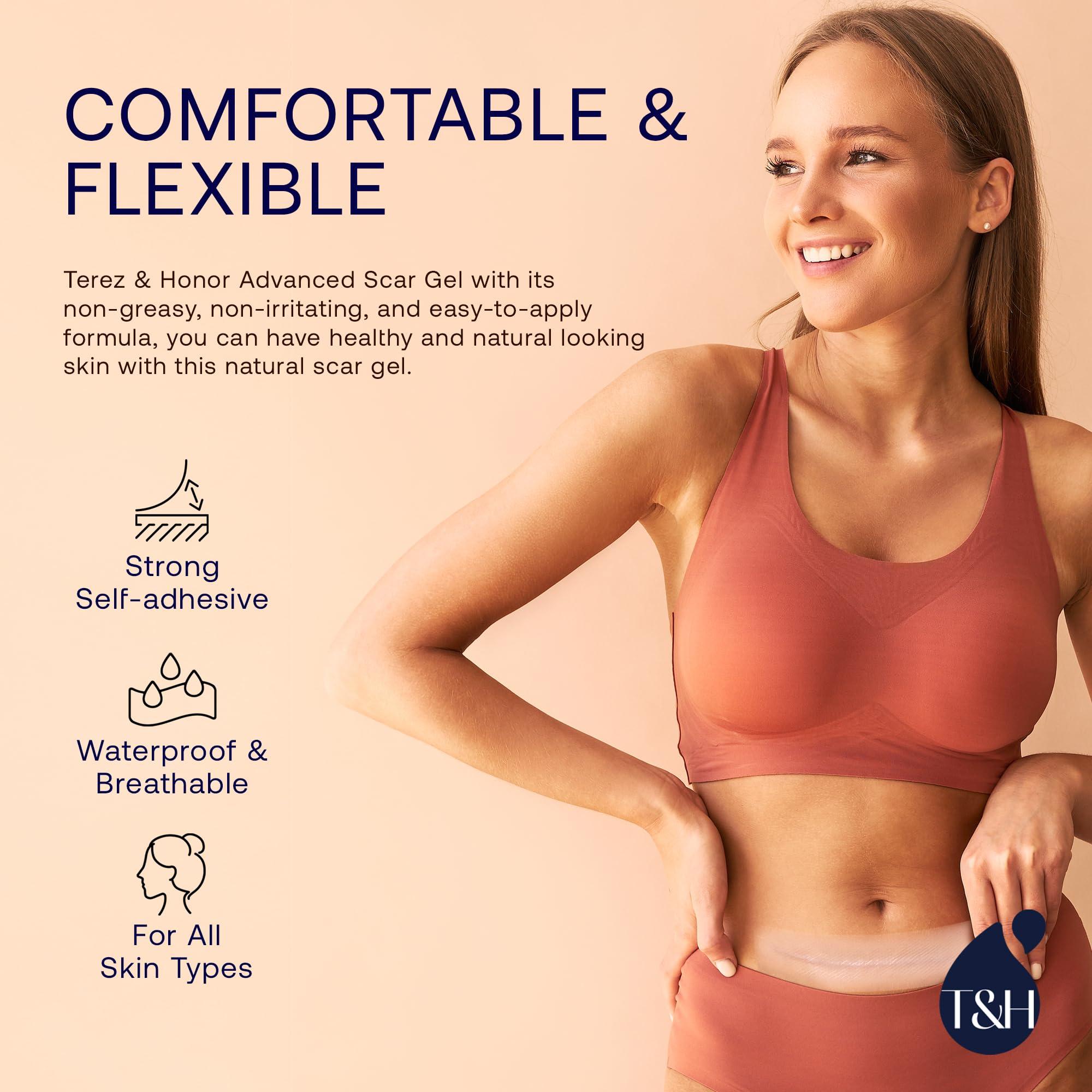 TEREZ & HONOR Advanced Silicone Scar Sheets Tape - Medical Grade Soft Silicone Gel Scar Sheets Tape, Highly Comfortable Painless for C-Section, Stretch Marks, Acne, Surgery, Effective Scars Treatment Tapes