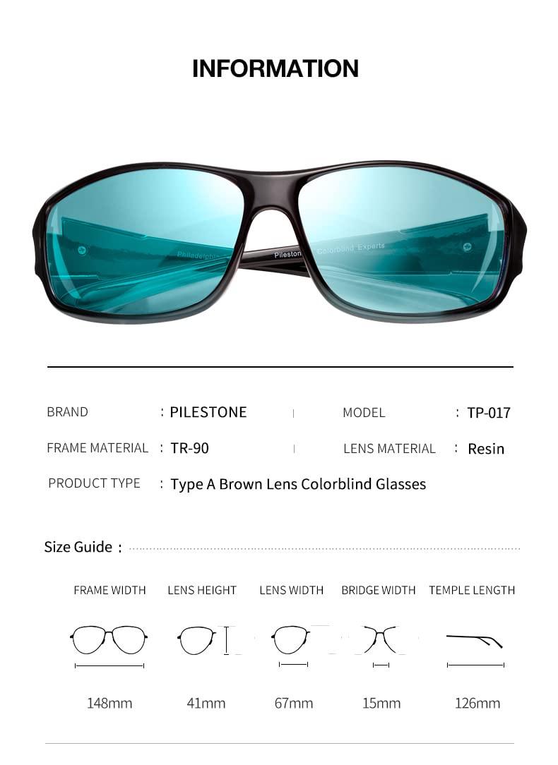 Pilestone Pilestone TP-017 Lens A Color Blind Glasses Sporty Style for Mild/Moderate Red-Green Blindness Indoor/Outdoor Use