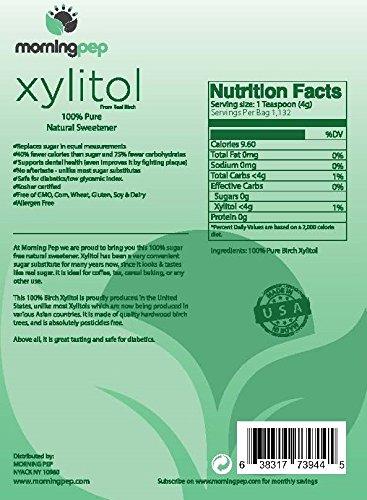 Morning Pep Morning Pep Pure Birch Xylitol (Keto Diet Friendly) Sweetener with no Aftertaste Bulk Size 10 LBs (Not from Corn) Non GMO Kosher Gluten Free Product of USA. 160 OZ