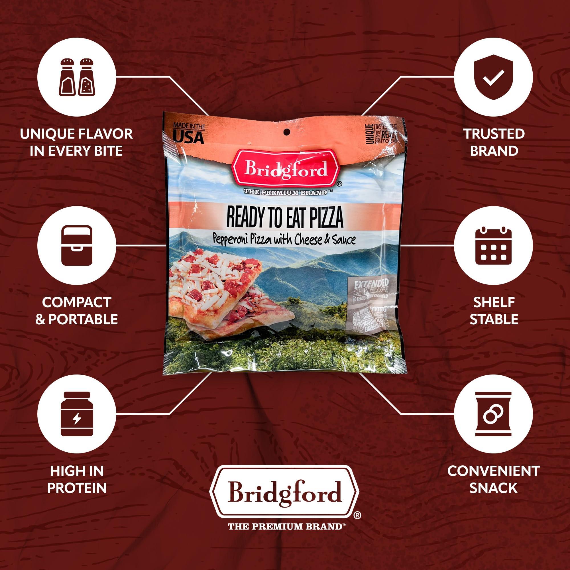 Bridgeford Bridgford MRE Pepperoni Pizza Slice With Cheese MRE Survival Food - 3 Pack - No Refrigeration Needed and Long Shelf Life MRE Meals - High-Protein Military MRE for Emergency Preparedness