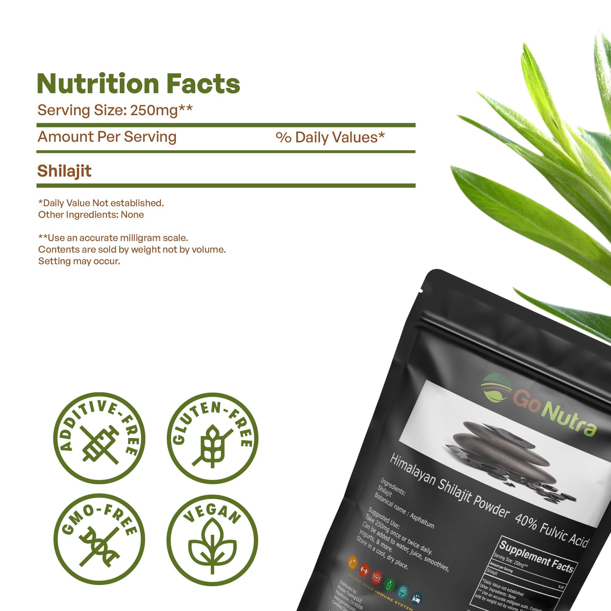 Go Nutra Go Nutra Shilajit Powder Pure Himalayan Shilajit 40% Fulvic Acid Trace Minerals - 4oz.