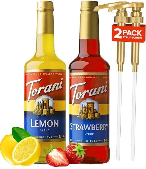 little squirt syrup pump Strawberry Lemonade Duo Flavor Syrup Bundle for Drinks 750ML with Pumps