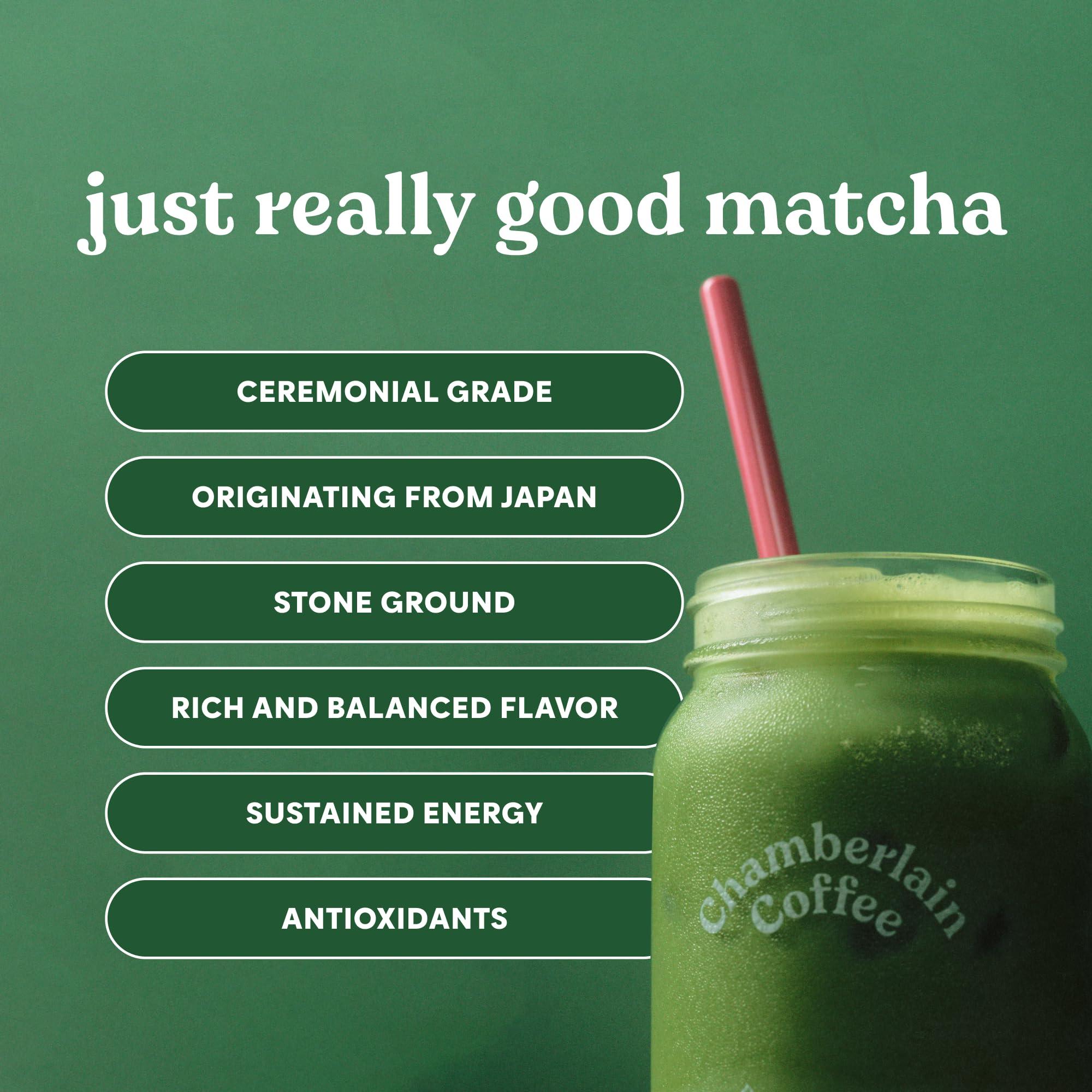 Chamberlain Coffee Chamberlain Coffee Vanilla Matcha Green Tea Powder - Madagascar Vanilla + Ceremonial Grade Matcha - Hot or Iced - Organic, Vegan & Gluten-Free Matcha Powder - 1.06 oz