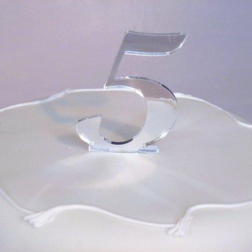 Super Cool Creations Set of 13 Silver Acrylic Mirror Cake Topper Numbers Script - 10cm /5cm Spike