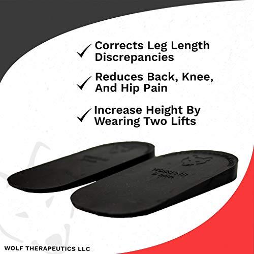 WOLF THERAPEUTICS Dr. Wolf Heel Lifts for Shoes: Men's 9mm Height Increase Insoles, Rubber Heel Inserts for Leg Length Discrepancy & Achilles Tendonitis Relief, Helps Relieve Hip, Knee, & Back Pain (2 Pack)