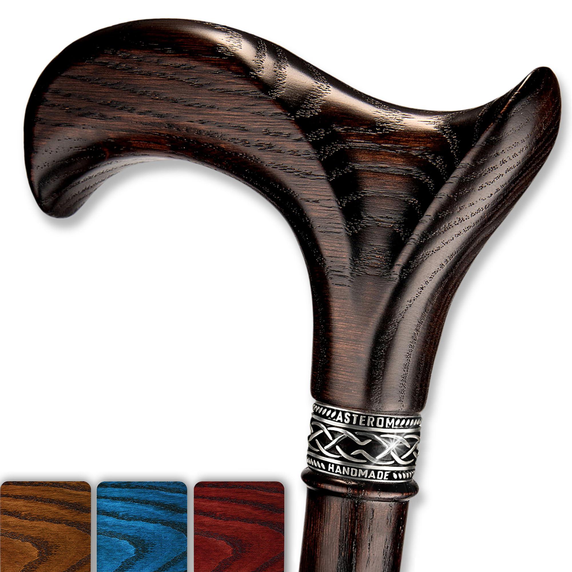 Asterom Asterom Walking Cane - Handmade, Ergonomic, Canes for Men - Wooden Walking Sticks for Seniors, Unique, Cool (Walnut, 39 Inches)