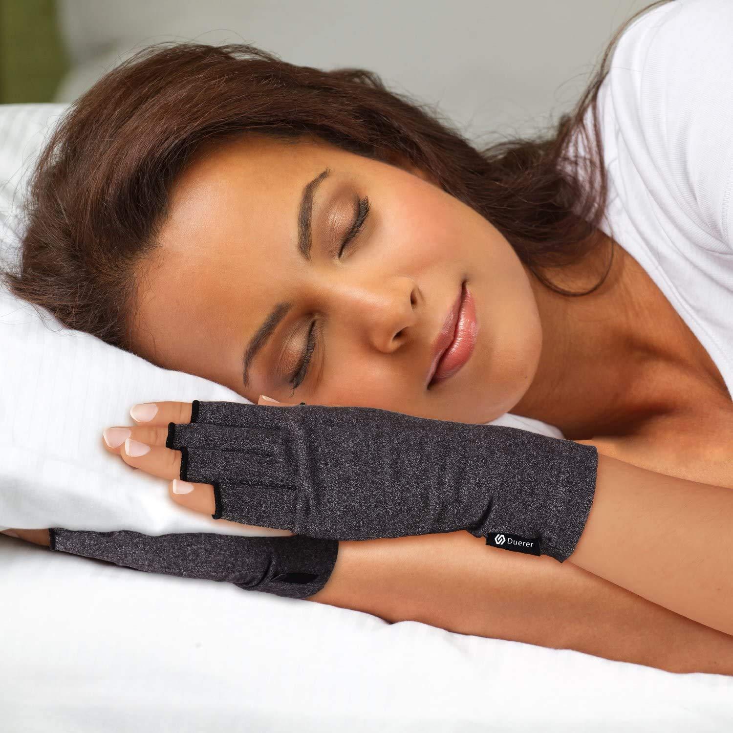 Duerer Duerer Arthritis Gloves, Compression Gloves for Women Men, Carpal Tunnel, Rheumatoid, Tendonitis, Fingerless Hand Thumb, Hand Pain, Fingerless Gloves for Computer Typing and Daily Work