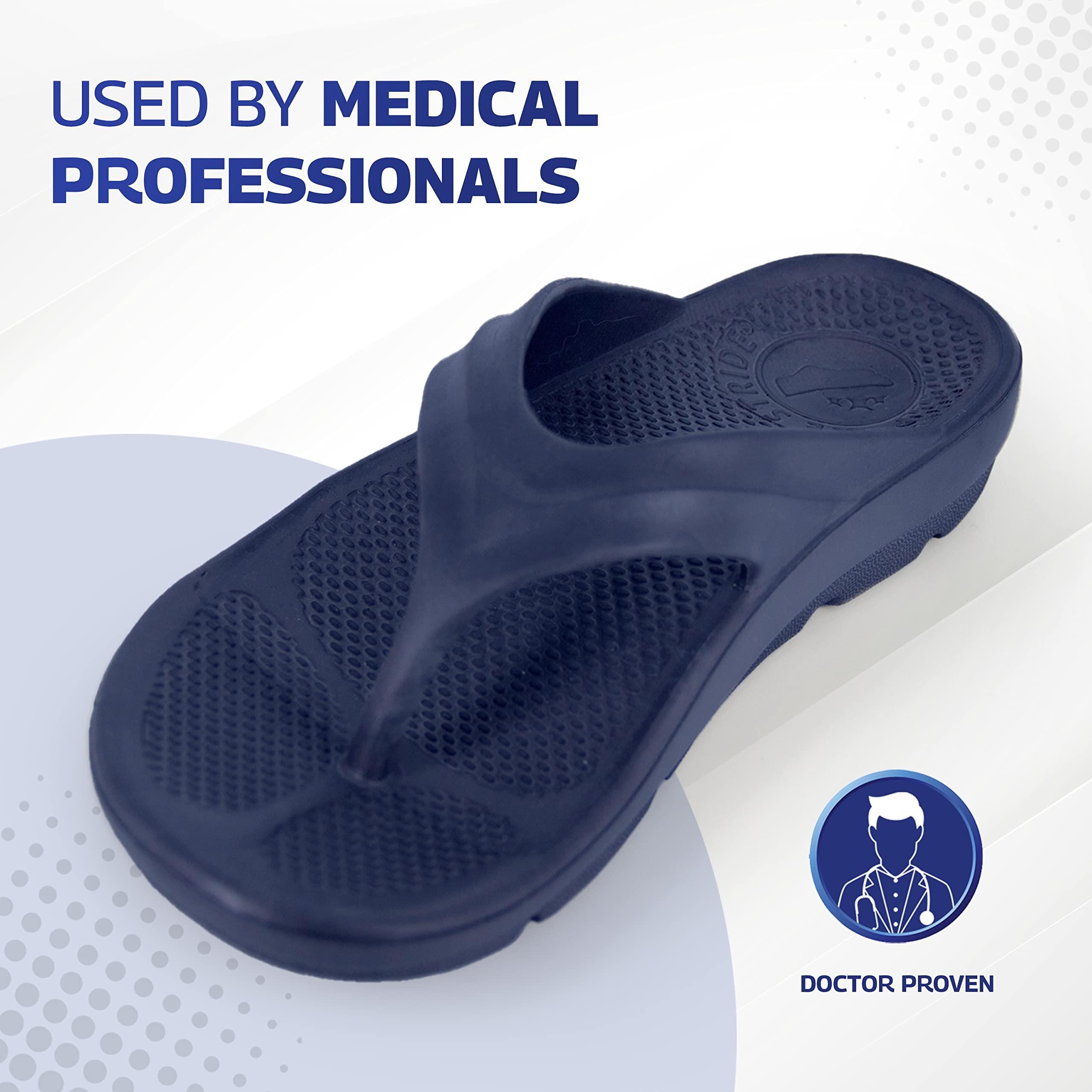 Pure Stride Pure Stride Therapeutic Flip Flops, Orthotic Thong Sandals for Plantar Fasciitis, Metatarsal and Heel Spurs, Feet Pain Relief and Arch Support - Navy, Men’s Size 13