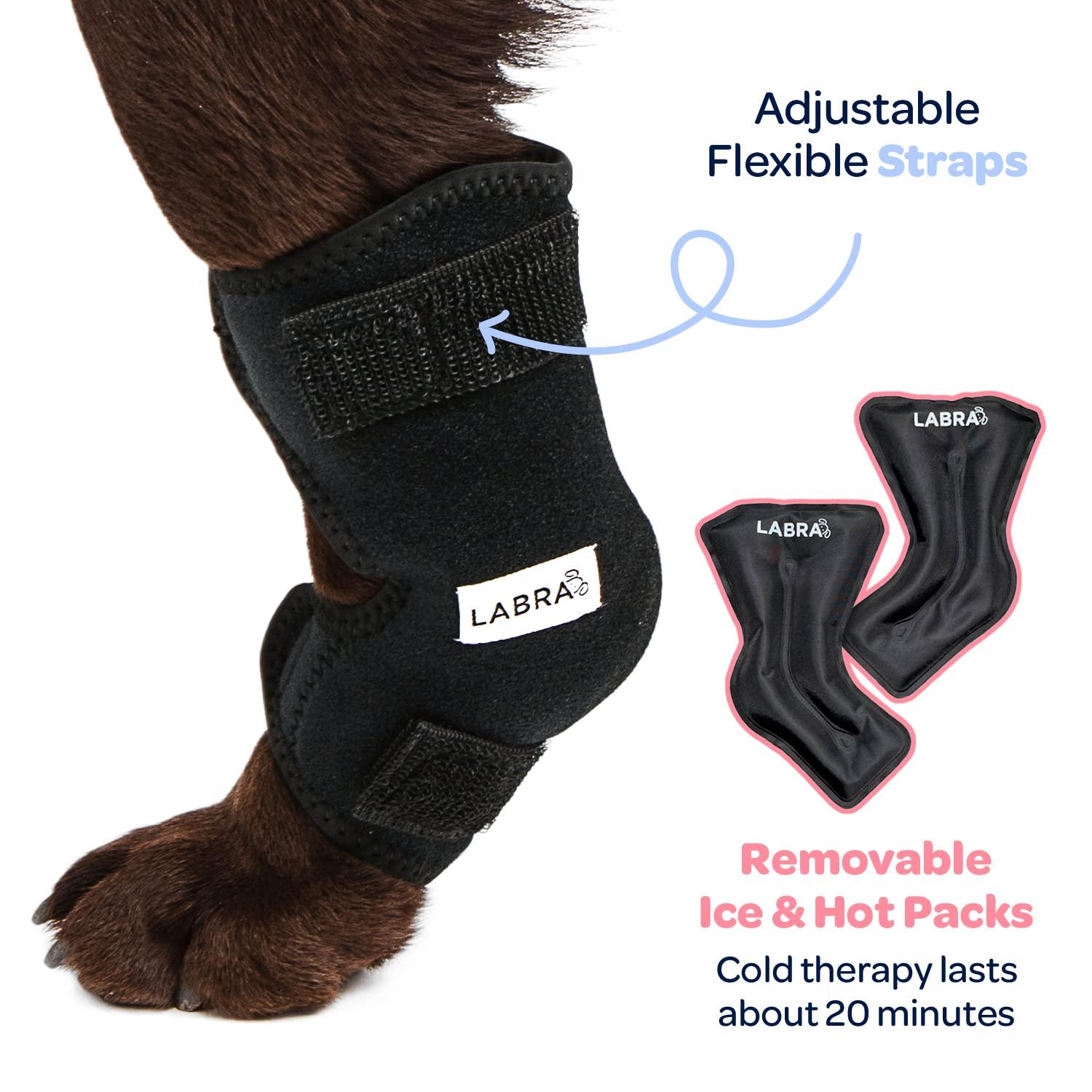 Labra Labra Dog Canine K9 Ice Heat Cold Hot Pack Therapy Compression Leg Wrap - Pain Relief Arthritis Brace for Sprained, Injured Joints, Vet Approved - Extra Large