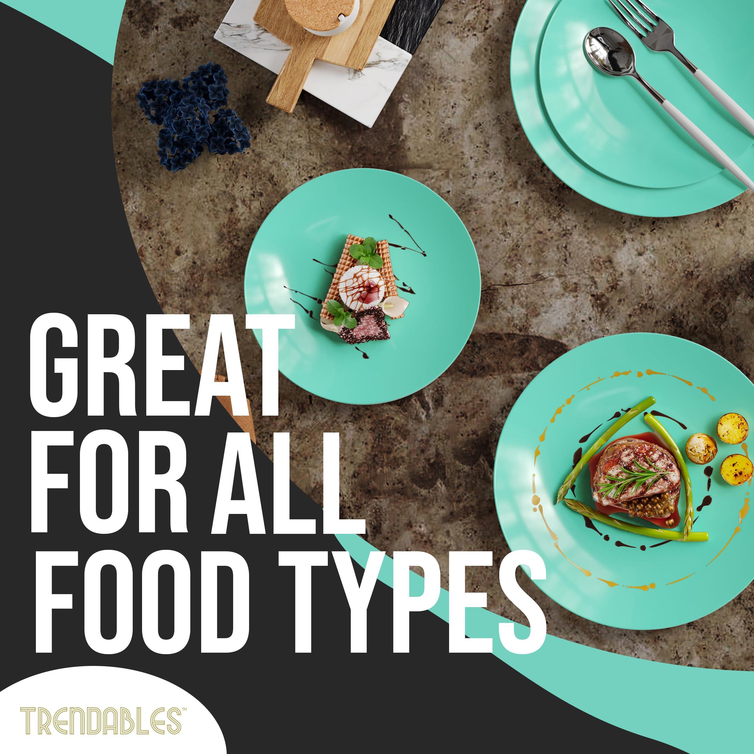 Trendables Trendables 120 Pcs Green Plates Plastic Dinner Plates 60 Guests I 60-10\" Heavy Duty Plastic Plates & 60-8\" Dessert Plates | Disposable Dinnerware Set | Green Plates, Green Plastic Plates Party Plates