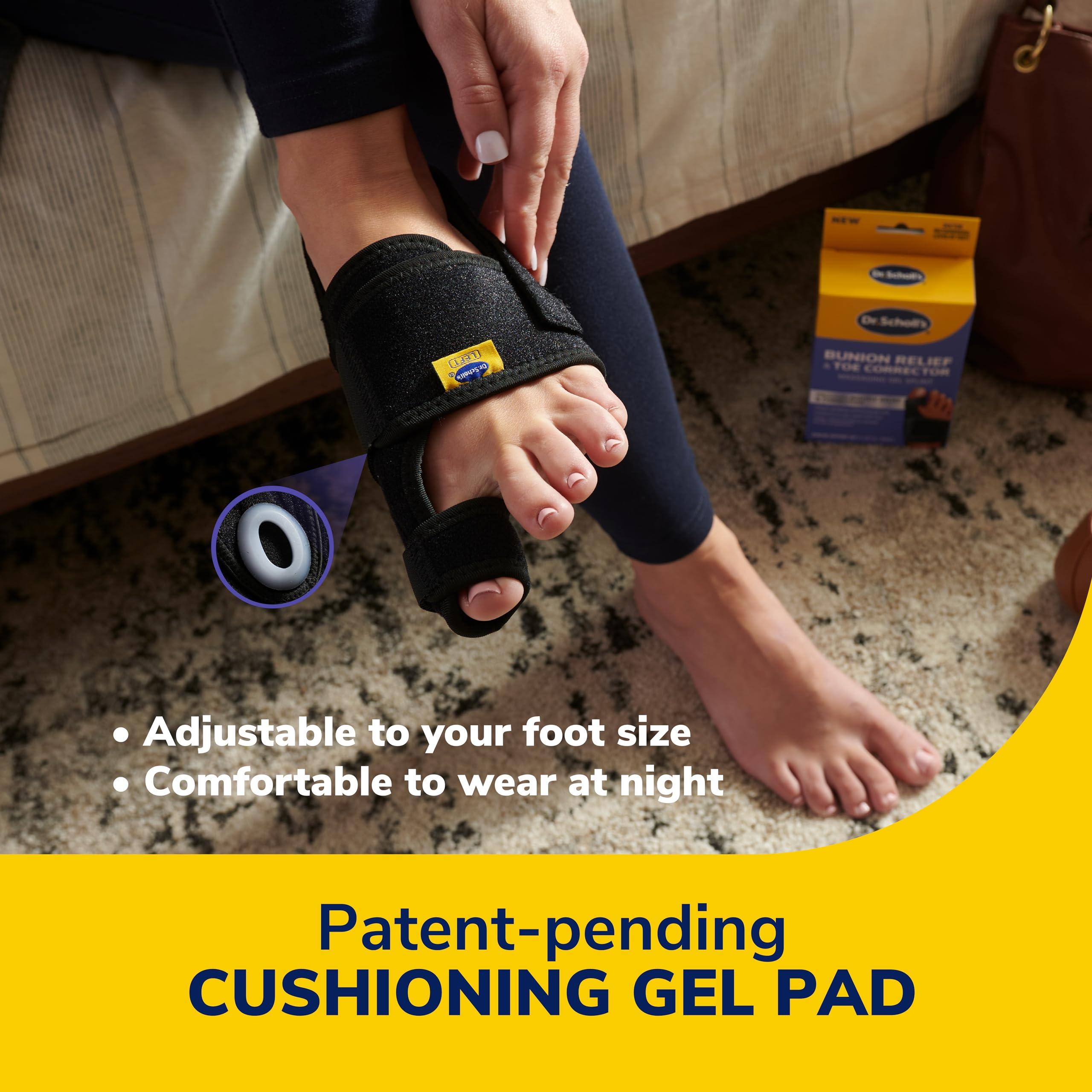 Dr. Scholl\'s Dr. Scholl\'s BUNION RELIEF & TOE CORRECTOR // Massaging Gel Bunion Splint & Big Toe Straightener - Orthopedic Bunion Corrector for Women & Men - Bunion Pads for Bunion Pain Relief, 1 Support Set (Left & Right)