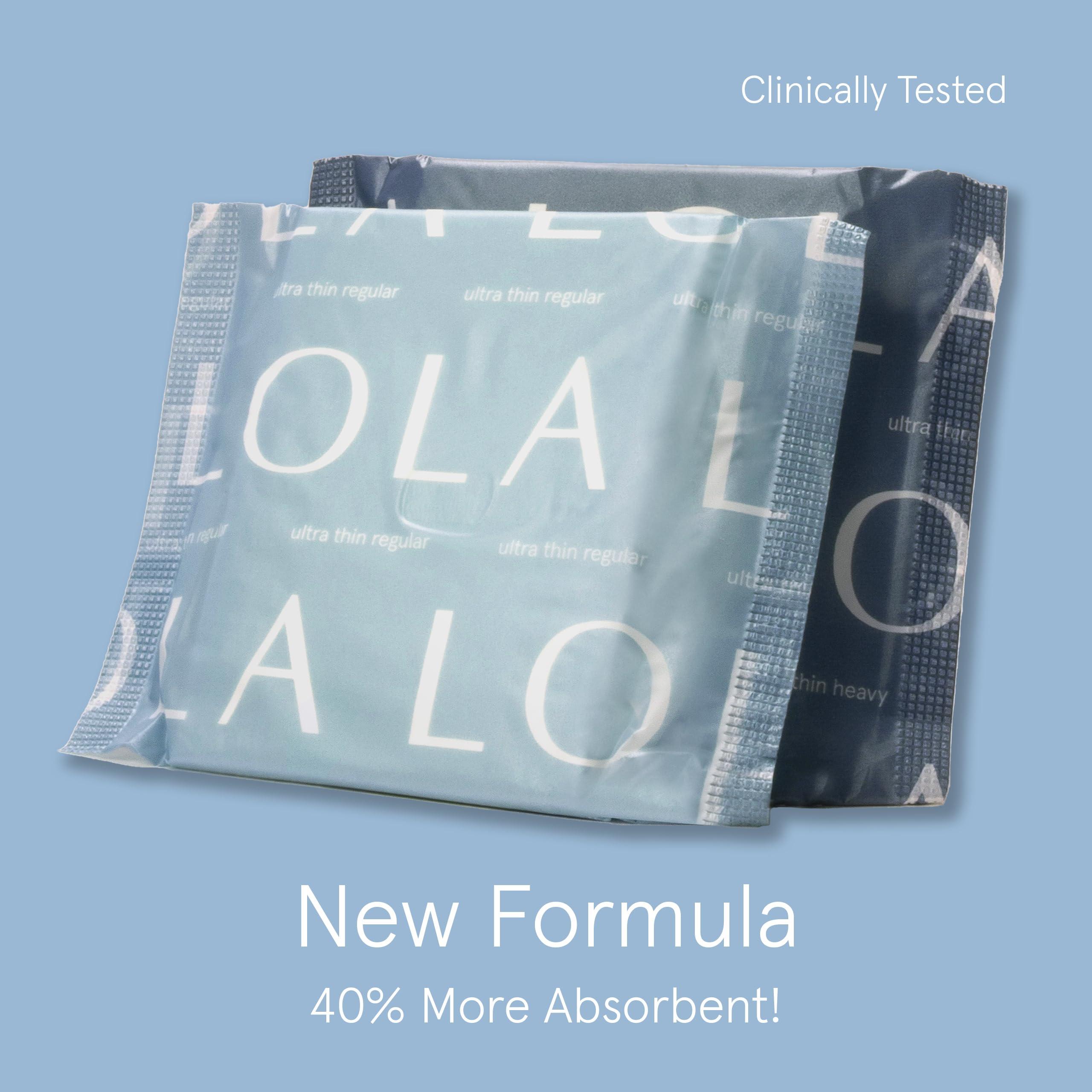 LOLA LOLA Organic Cotton Pads, 36 Count - Ultra Thin Pad with Wings, Cotton Organic Pads for Women, HSA FSA Approved Products Feminine Care, Regular