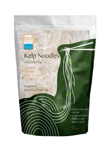 SEA TANGLE NOODLE COMPANY Sea Tangle Organic Green Tea Kelp Noodles (12oz) - Low Calorie Asian Noodles for Healthy Noodle Dishes - Gluten Free, Keto Noodle Sub for Rice Noodles, Glass Noodles, Pad Thai Noodles, Vermicelli
