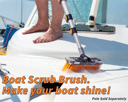 EXTEND-A-REACH Medium Bristle Deck Scrub Brush - Composite Deck Brush Head & Vinyl Siding Brush // Boat Scrub Brush, Roof Brush for Extension Pole // Exterior, Patio & Deck Cleaning Brush (Pole Sold Separately)
