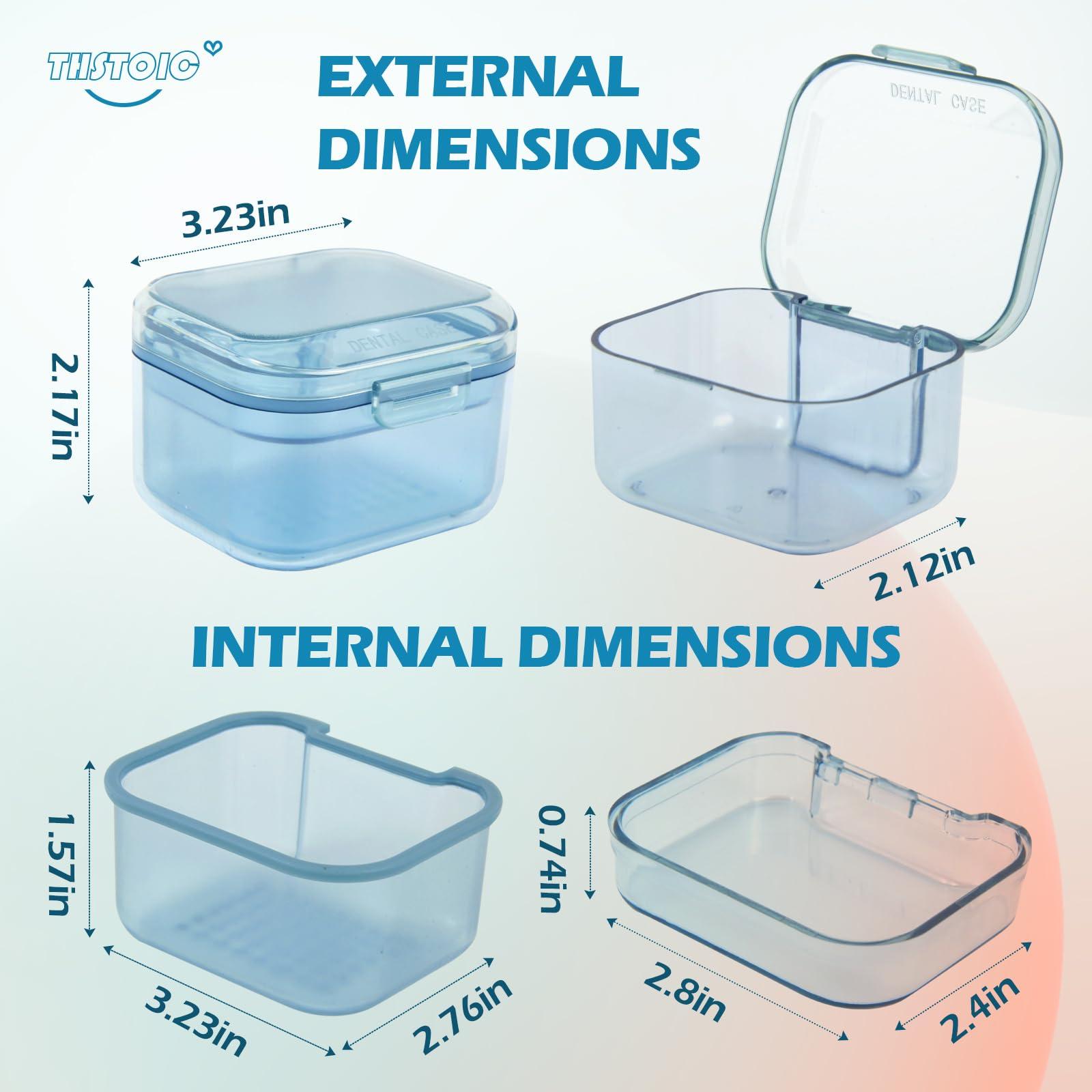 THSTOIC THSTOIC Denture Case & Cup - False Teeth Bath Holder, Travel Denture Cleaning Container for Soaking, Retainer, Partial, Mouth Guards (BLUE)