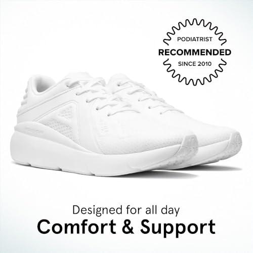 ABEO ABEO MXV Shift Womens Metatarsal Footbed Walking Shoes | Ideal for Metatarsalgia | Ball of Foot Pain Relief | Removable Orthotic Metatarsal Pad Bright White 10 Medium