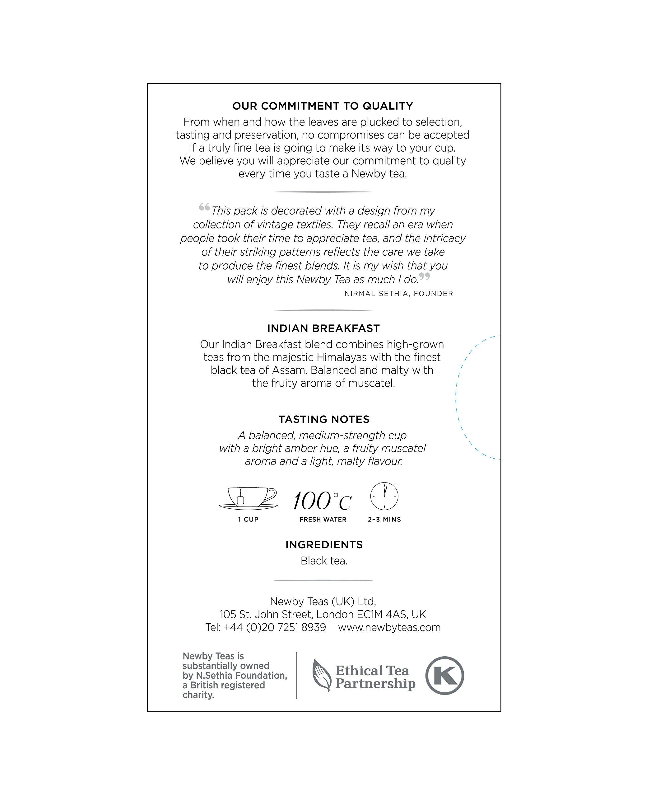 newby Newby Indian Breakfast Black Tea, 25 Tea Bags