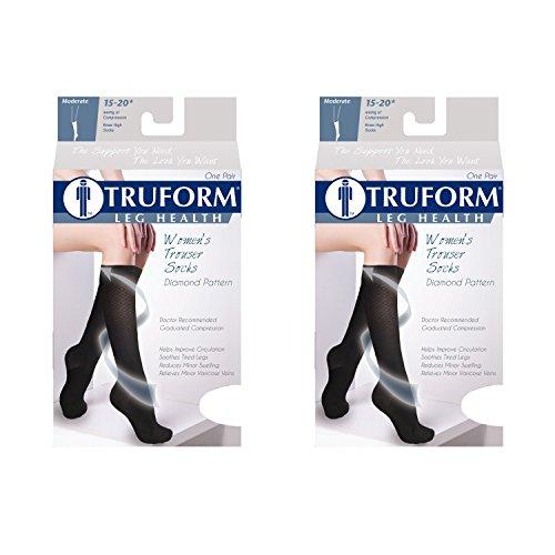 Truform Truform Women's Fit Compression Socks, Diamond Knit Pattern, 15-20 mmHg, Tan, Medium (Pack of 2)