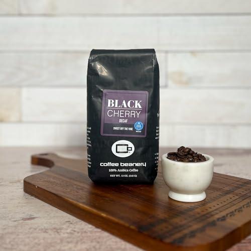 Coffee Beanery Black Cherry Decaf Coffee by Coffee Beanery | 12oz Flavored Decaf Coffee Ground Medium Roast Coffee | 100% Specialty Arabica Coffee Ground | Gourmet Coffee | Flavored Coarse Ground Coffee Medium Roast