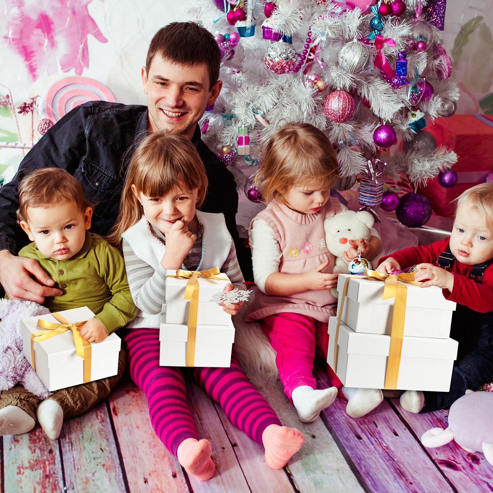 NOVELTYBOXUSA NOVELTYBOXUSA Nesting Gift Boxes with Lids for Presents Set of 6, Black Square Gift Box with Ribbon, Assorted Sizes Stackable Gift boxes for Birthday Wedding Bridesmaid Proposal